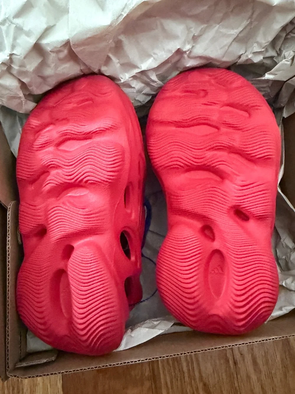 Kids' Red Slip-On Foam Water Shoes with Vent Cutouts